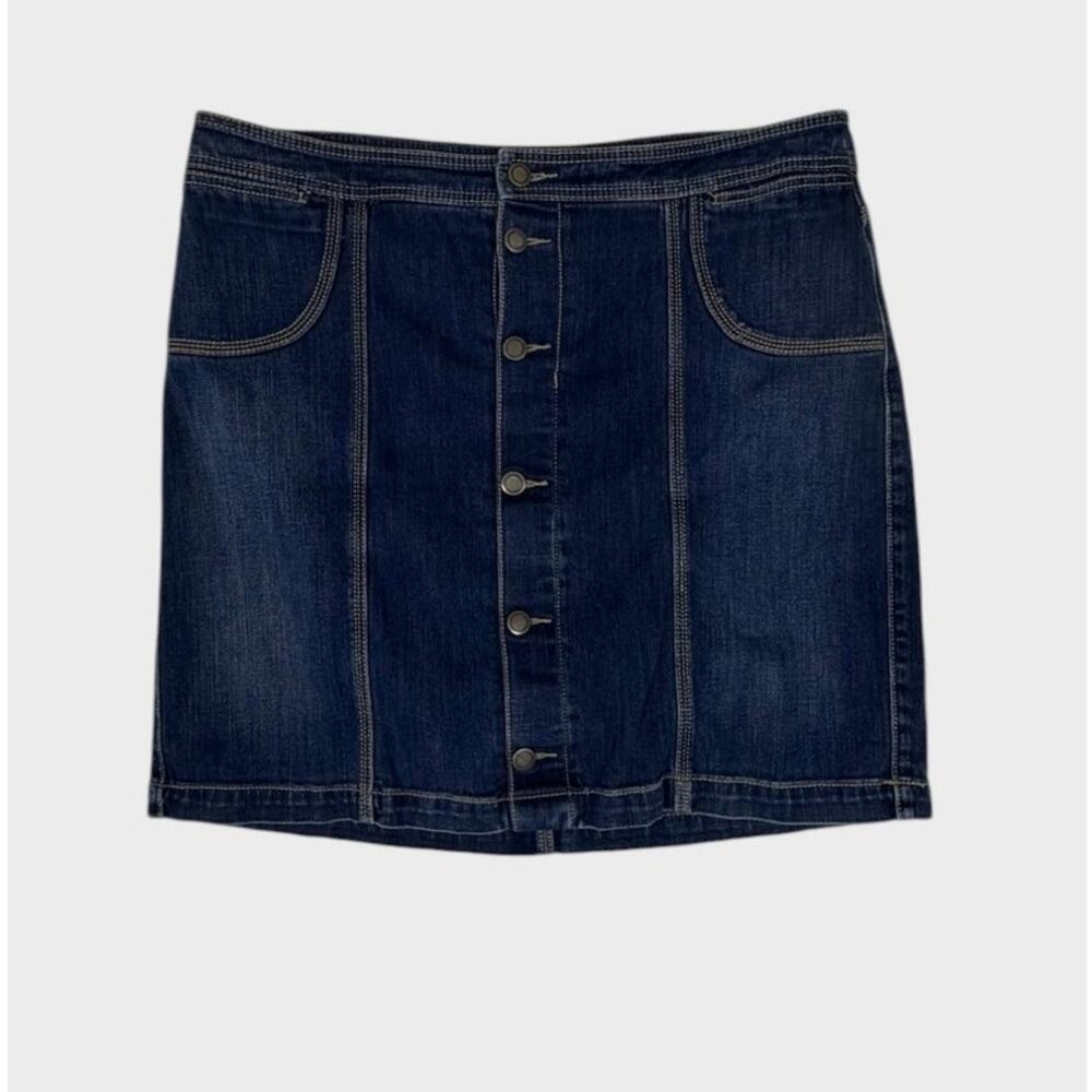 CJ Banks 16W Blue Denim Button Front Skort Shorts Under